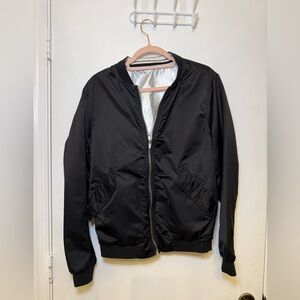 Zara Men's Reversible Black/Silver Bomber Jacket